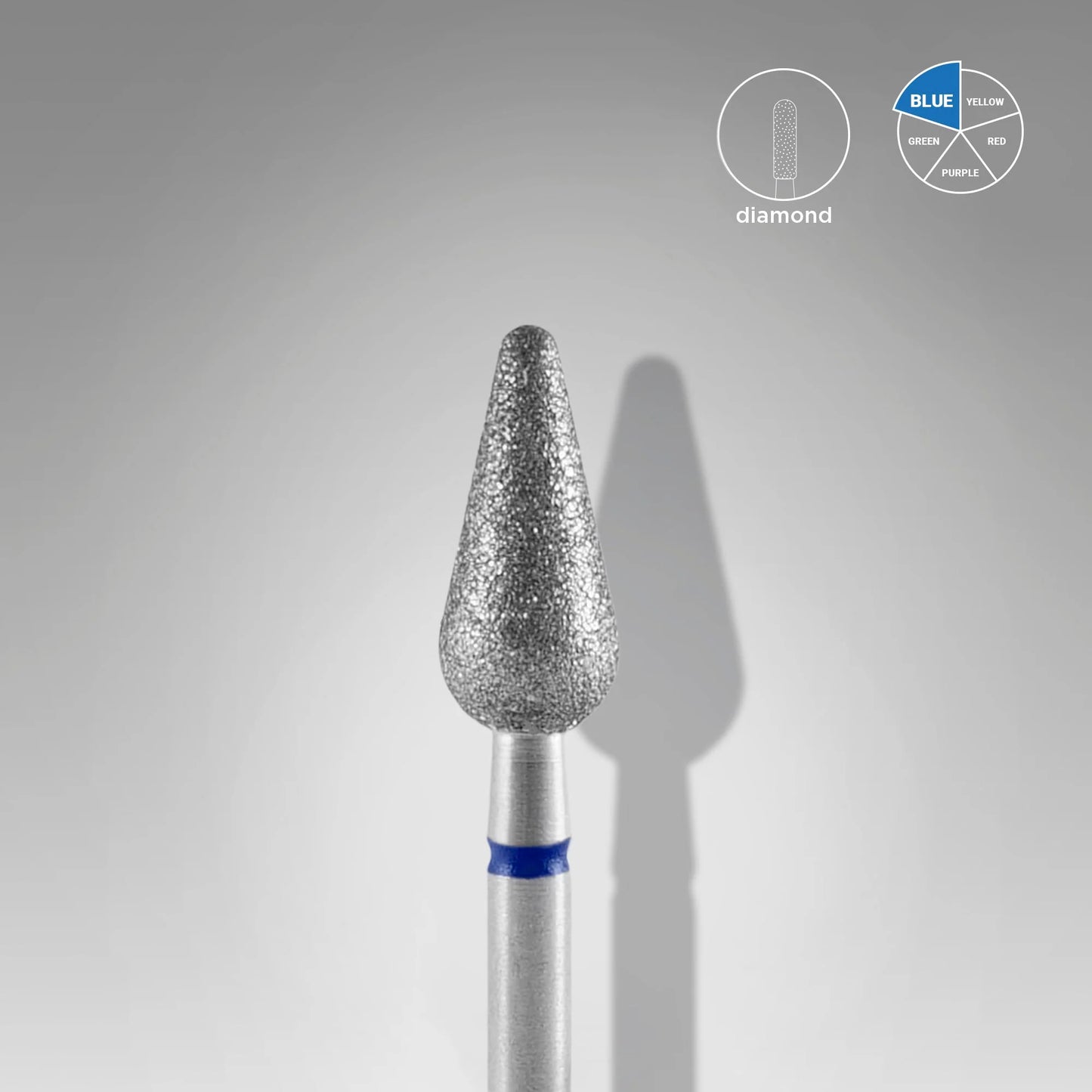 STALEKS DIAMOND NAIL DRILL BIT "ROUNDED PEAR" BLUE HEAD DIAMETER: 5 MM / WORKING PART: 12 MM