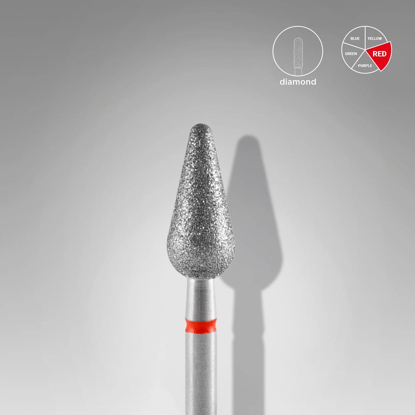 STALEKS DIAMOND NAIL DRILL BIT "ROUNDED PEAR" RED HEAD DIAMETER: 5 MM / WORKING PART: 12 MM