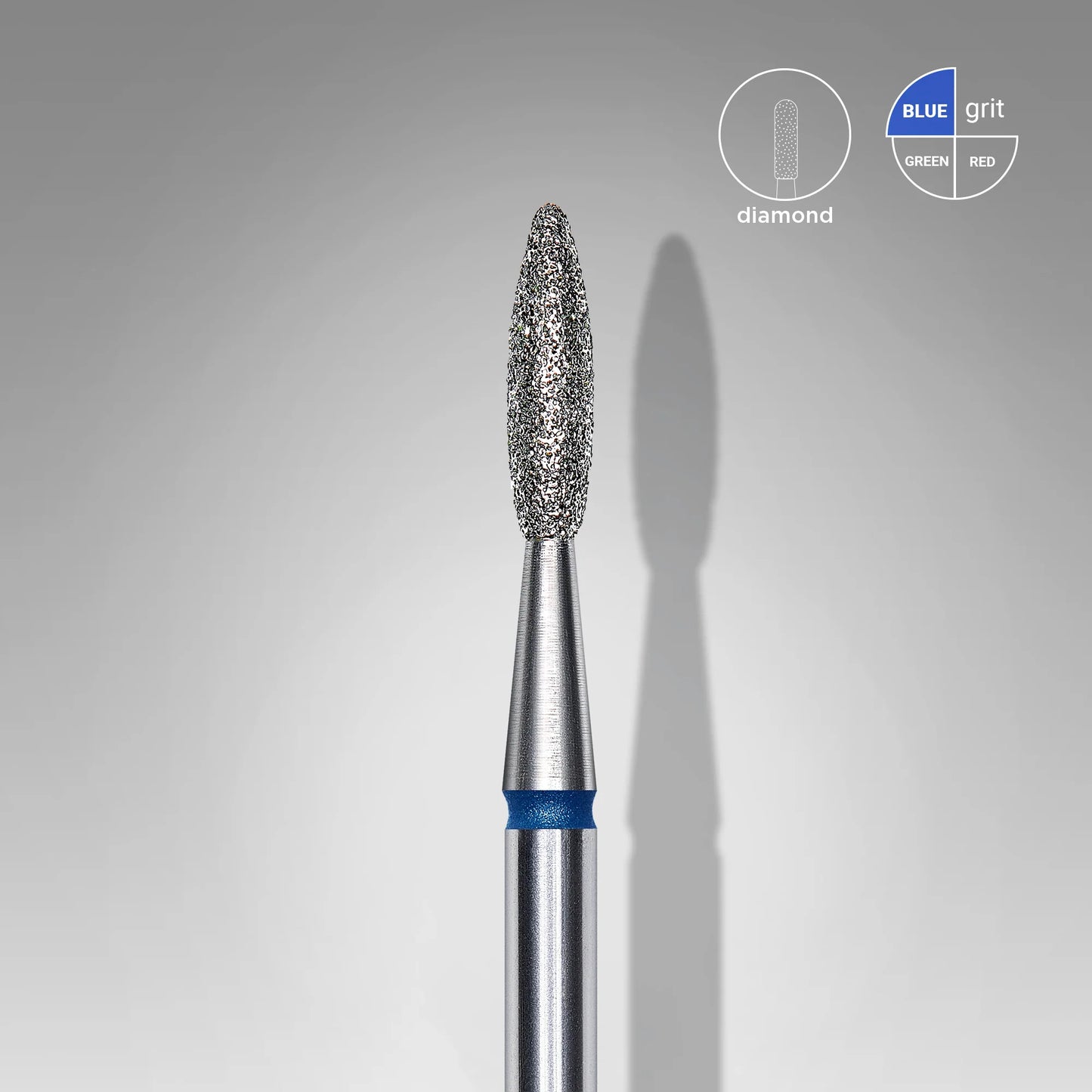 STALEKS DIAMOND NAIL DRILL BIT "FLAME" BLUE HEAD DIAMETER 2.1 MM / WORKING PART 8 MM