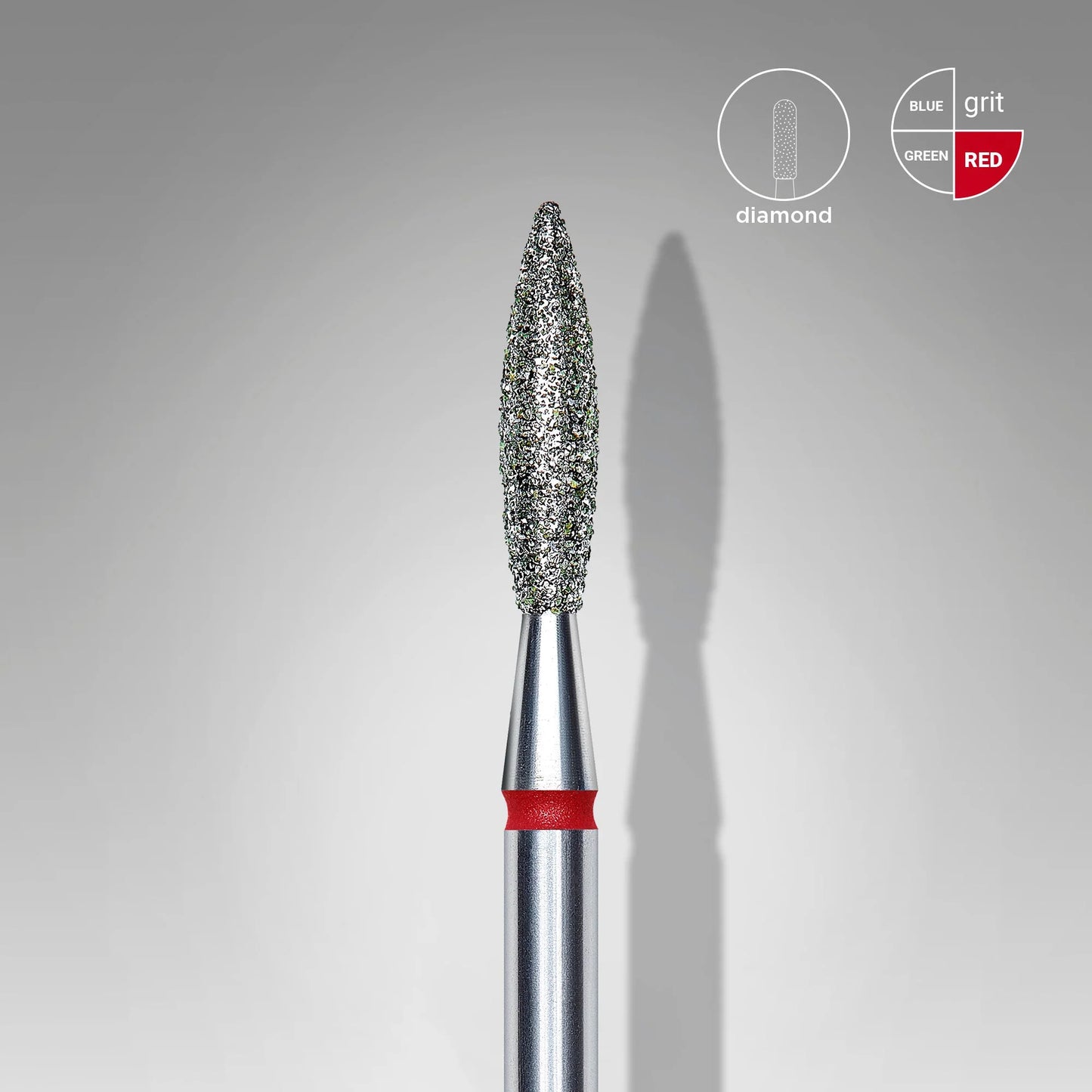 STALEKS DIAMOND NAIL DRILL BIT "FLAME" RED HEAD DIAMETER: 2.3 MM / WORKING PART: 10 MM / 1 PCS SET