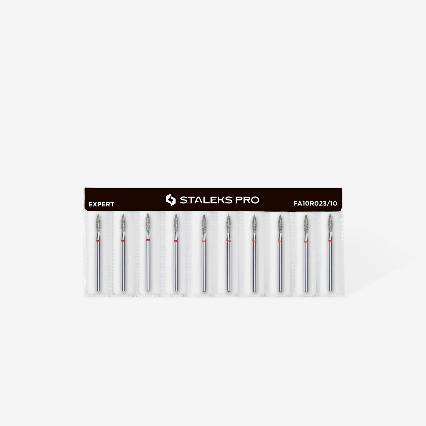 STALEKS DIAMOND NAIL DRILL BIT "FLAME" RED HEAD DIAMETER: 2.3 MM / WORKING PART: 10 MM / 1 PCS SET