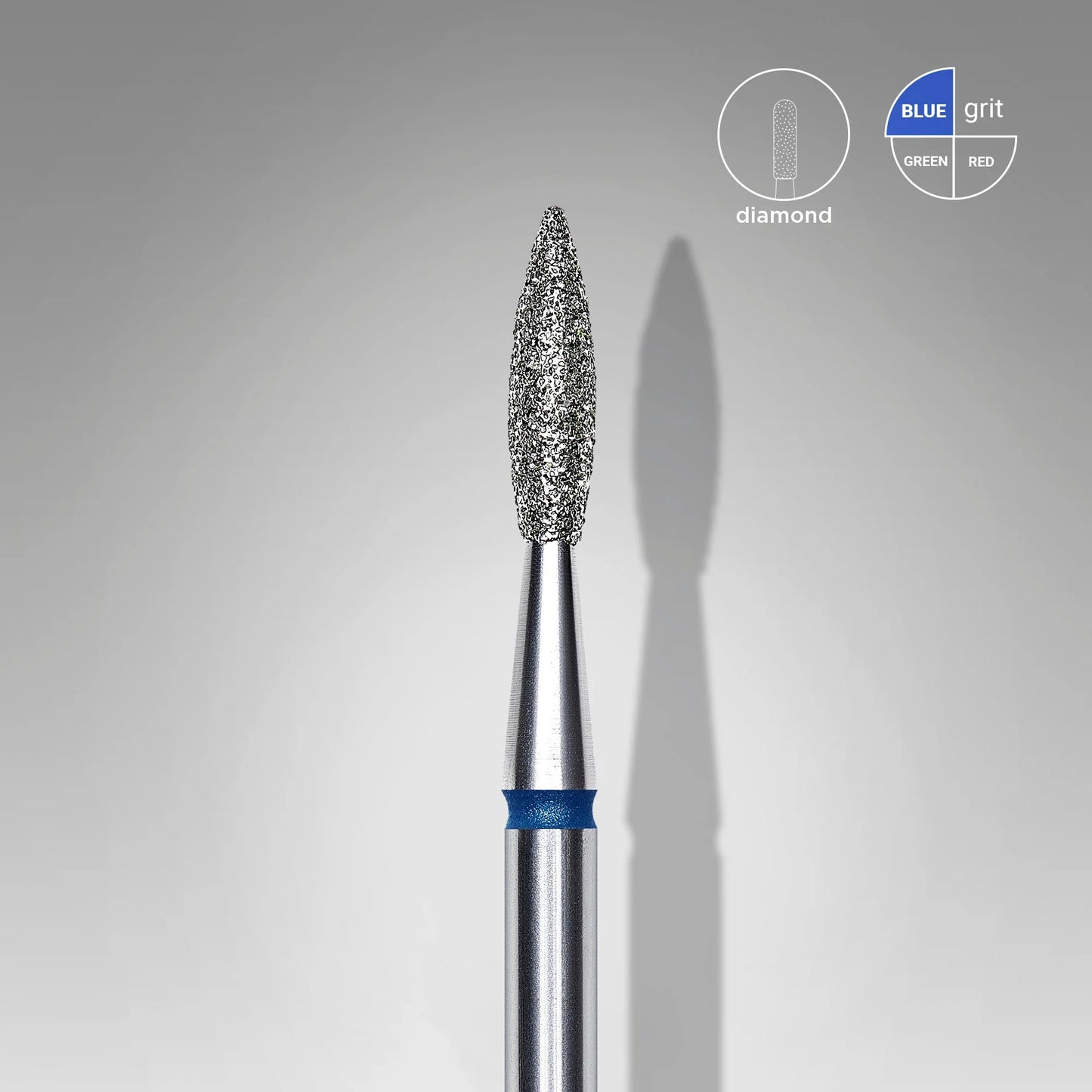 STALEKS DIAMOND NAIL DRILL BIT "POINTED FLAME" BLUE HEAD DIAMETER: 2.1 MM / WORKING PART: 8 MM / 1 PCS SET