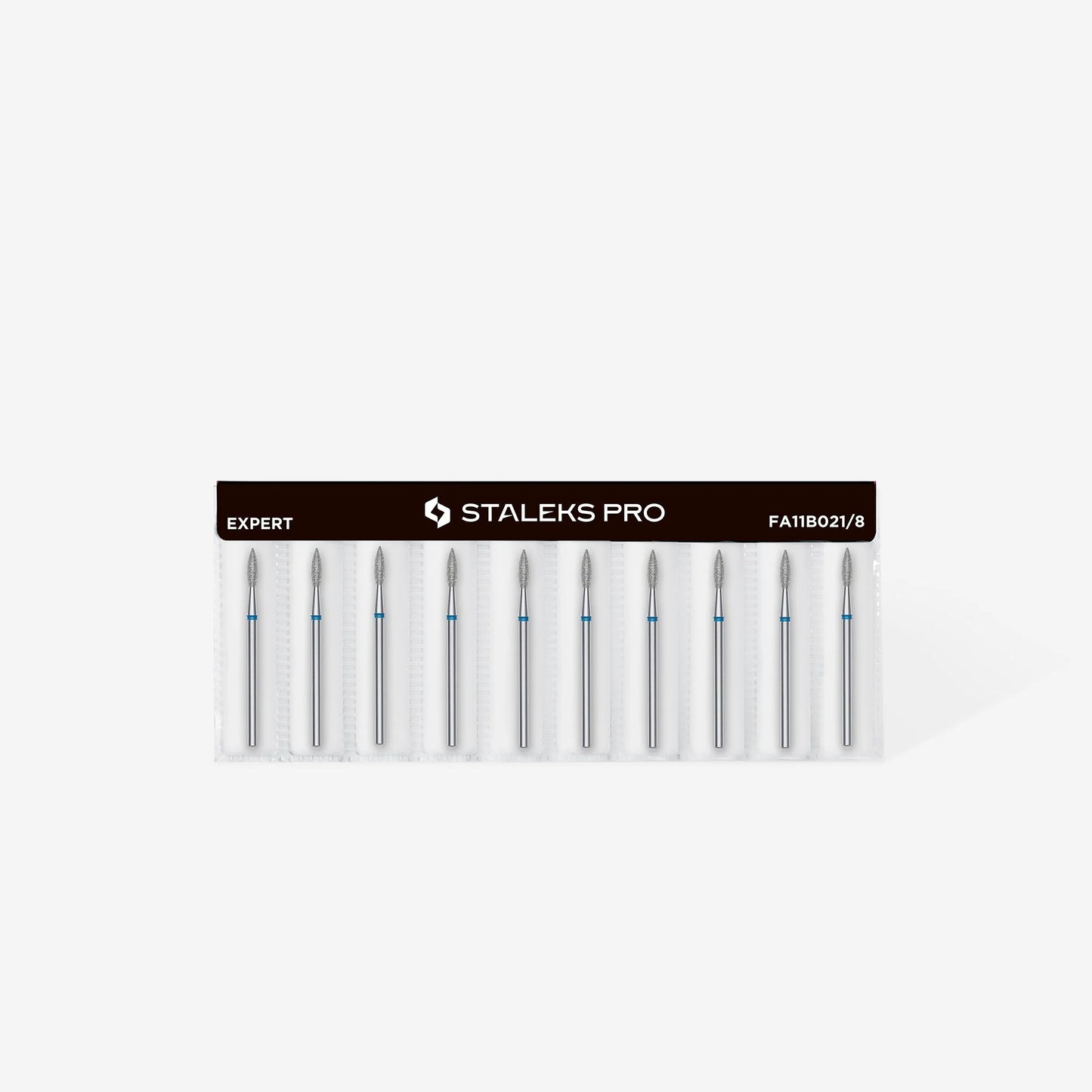 STALEKS DIAMOND NAIL DRILL BIT "POINTED FLAME" BLUE HEAD DIAMETER: 2.1 MM / WORKING PART: 8 MM / 1 PCS SET