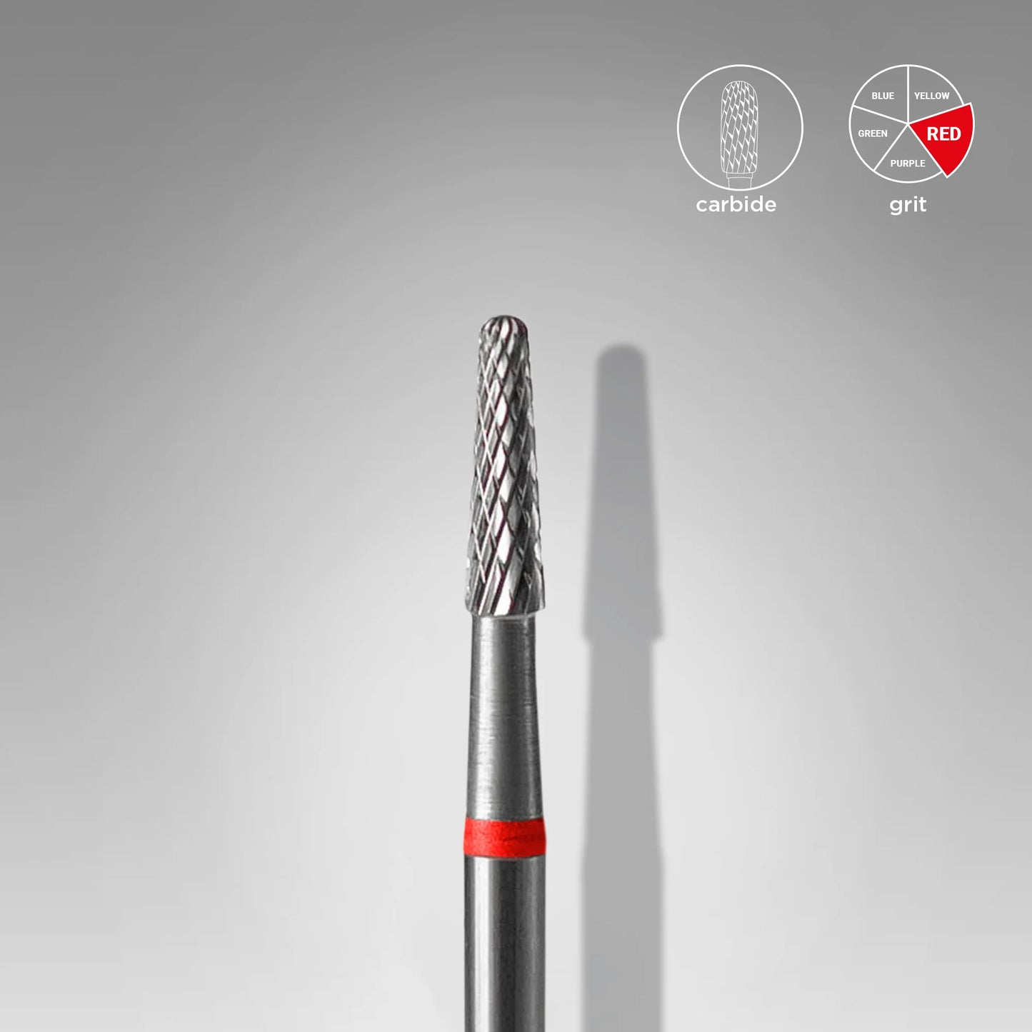 STALEKS CARBIDE NAIL DRILL BIT, “CONE” RED, HEAD DIAMETER: 2.3 MM / WORKING PART: 8 MM