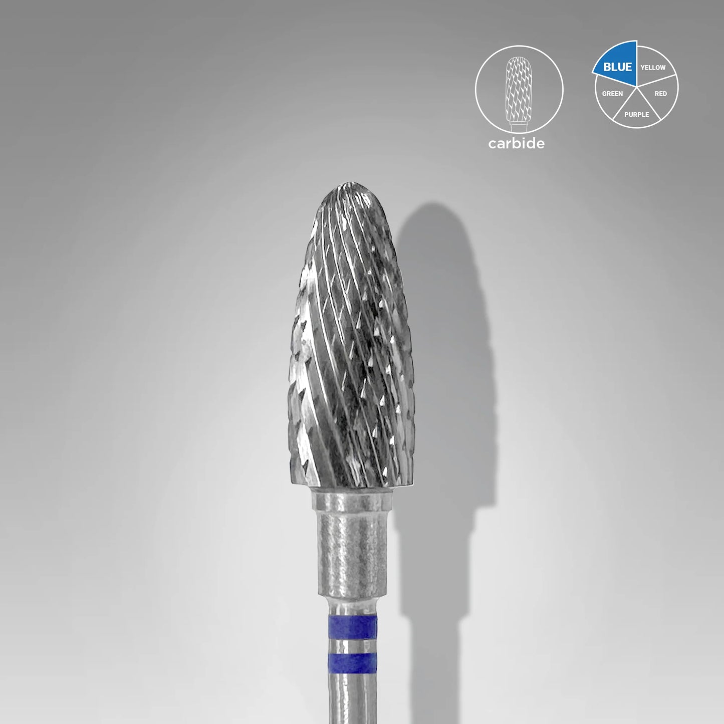STALEKS CARBIDE NAIL DRILL BIT, "CORN" BLUE FOR LEFT-HANDED USERS. HEAD DIAMETER: 6 MM / WORKING PART: 14 MM
