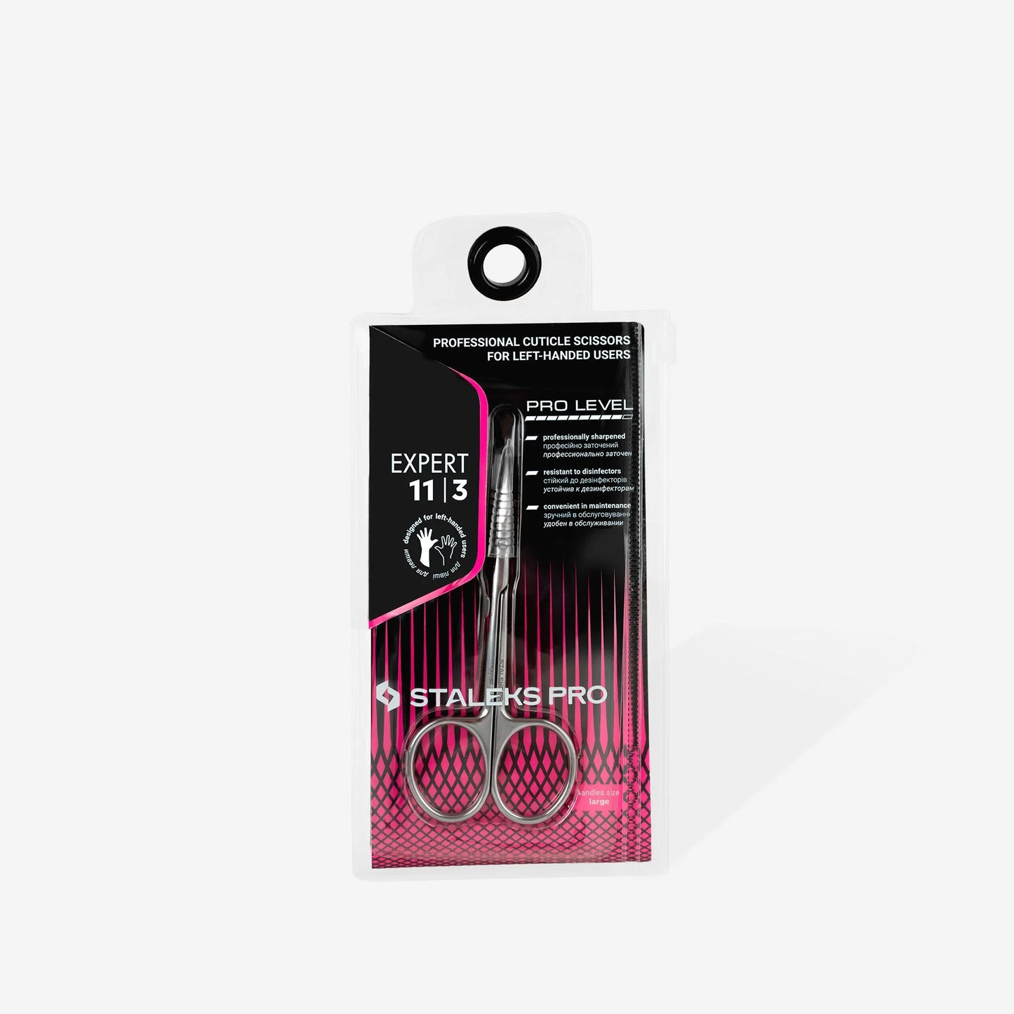 STALEKS PRO: EXPERT 11: TYPE 3 CUTICLE SCISSORS (LEFT HANDED USERS) BLADE LENGTH 23 MM