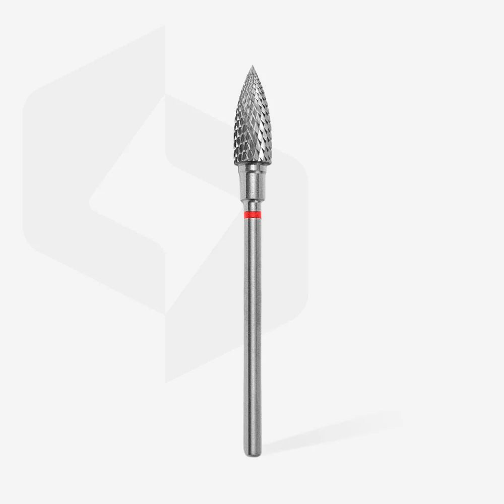 STALEKS CARBIDE NAIL DRILL BIT “FLAME” RED HEAD DIAMETER: 5 MM / WORKING PART: 13.5 MM