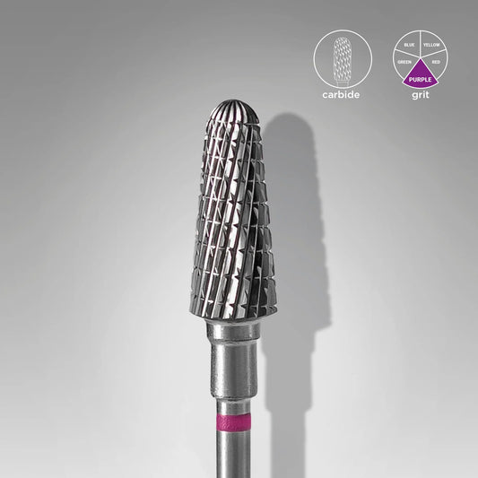 STALEKS PRO EXPERT CARBIDE NAIL DRILL BIT, “FRUSTUM” PURPLE, HEAD DIAMETER: 6 MM / WORKING PART: 14 MM