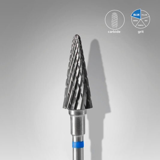 STALEKS PRO EXPERT CARBIDE NAIL DRILL BIT, "CONE" BLUE, HEAD DIAMETER: 6MM / WORKING PART: 14 MM