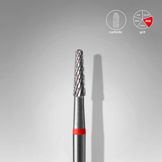 STALEKS CARBIDE NAIL DRILL BIT, “CONE” RED, HEAD DIAMETER: 2.3 MM / WORKING PART: 8 MM