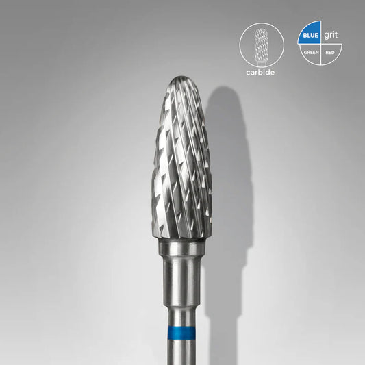 STALEKS PRO EXPERT CARBIDE NAIL DRILL BIT, "CORN" BLUE HEAD DIAMETER: 5 MM / WORKING PART: 13 MM