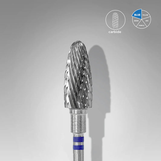 STALEKS CARBIDE NAIL DRILL BIT, "CORN" BLUE FOR LEFT-HANDED USERS. HEAD DIAMETER: 6 MM / WORKING PART: 14 MM