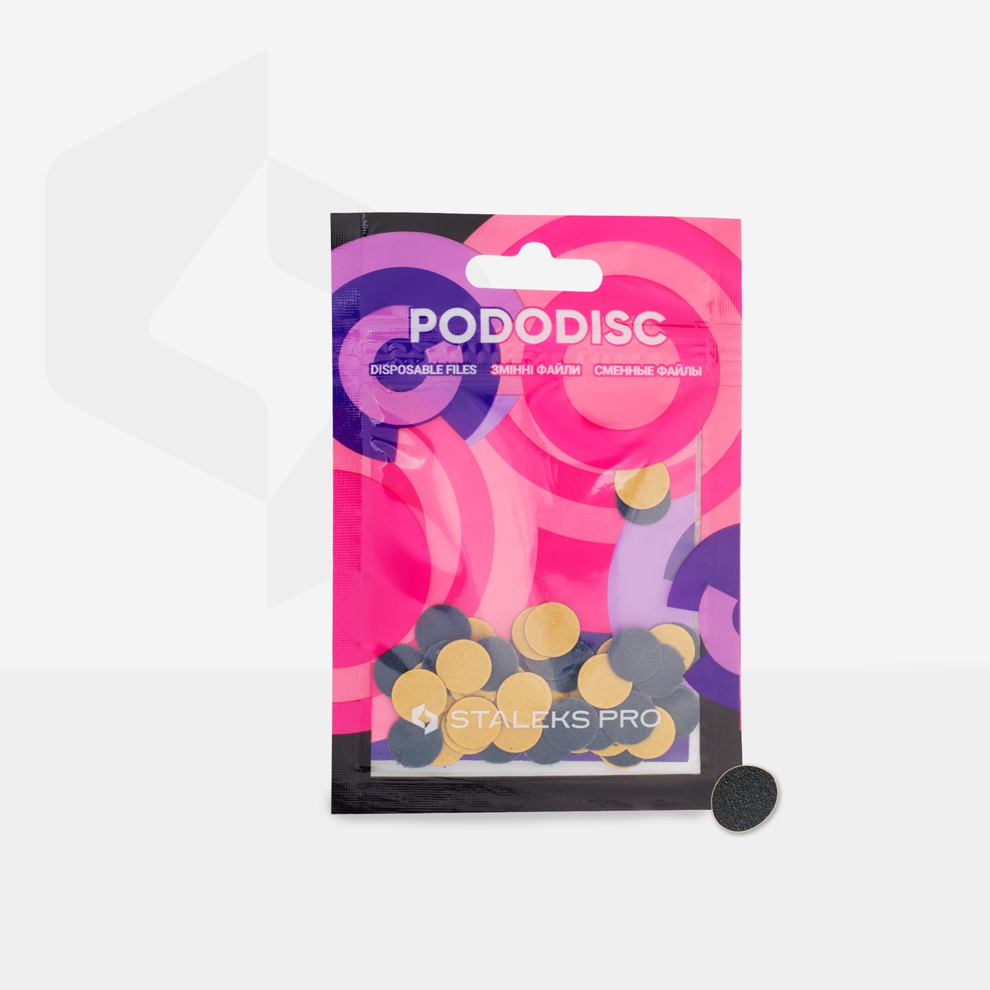 STALEKS PRO: XS PODODISC: BLACK REFILL PADS FOR PEDICURE DISC 10 MM (100 GRIT-50 PCS)