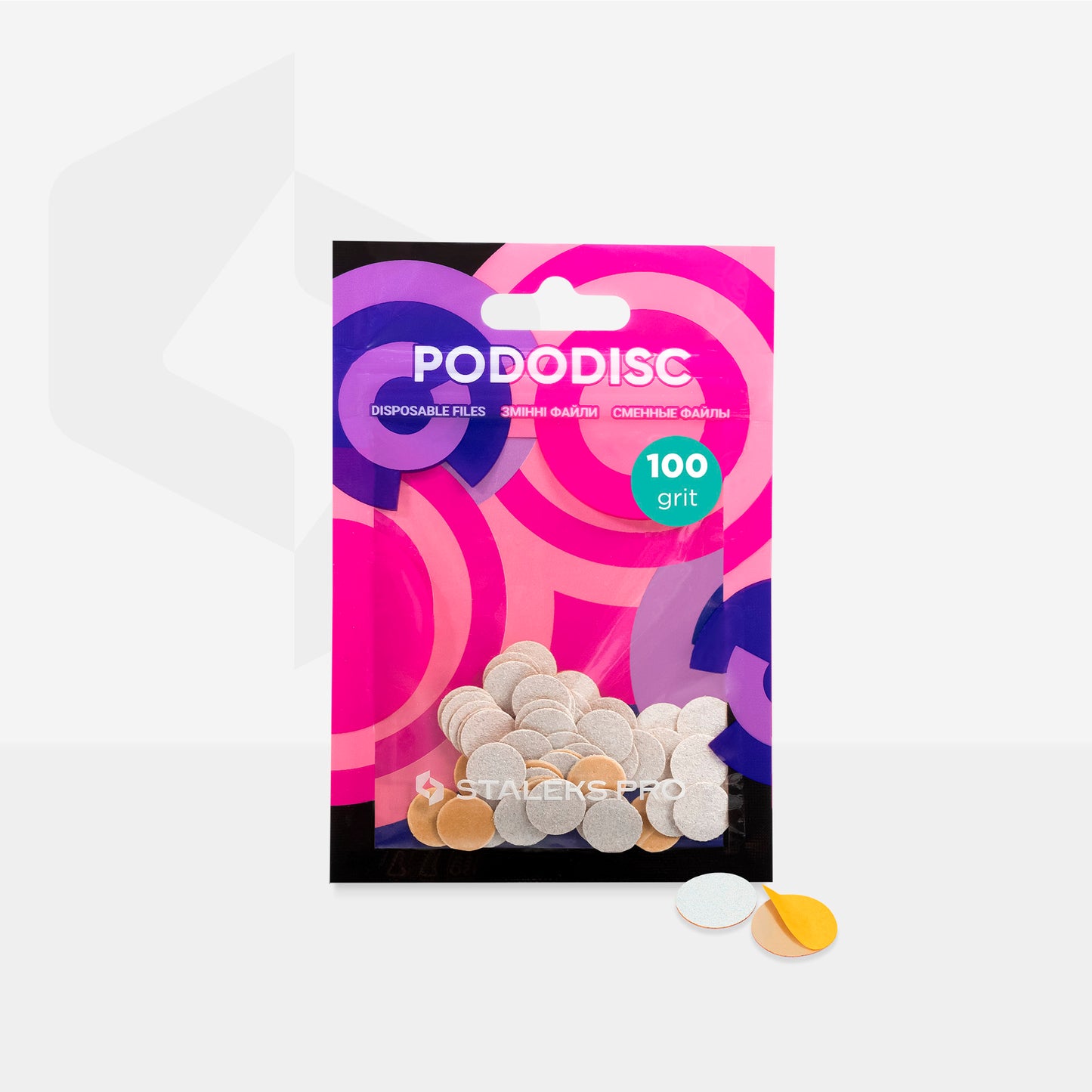 STALEKS PRO: XS PODODISC: WHITE REFILL PADS FOR PEDICURE DISC 10 MM (100 GRIT-50 PCS)