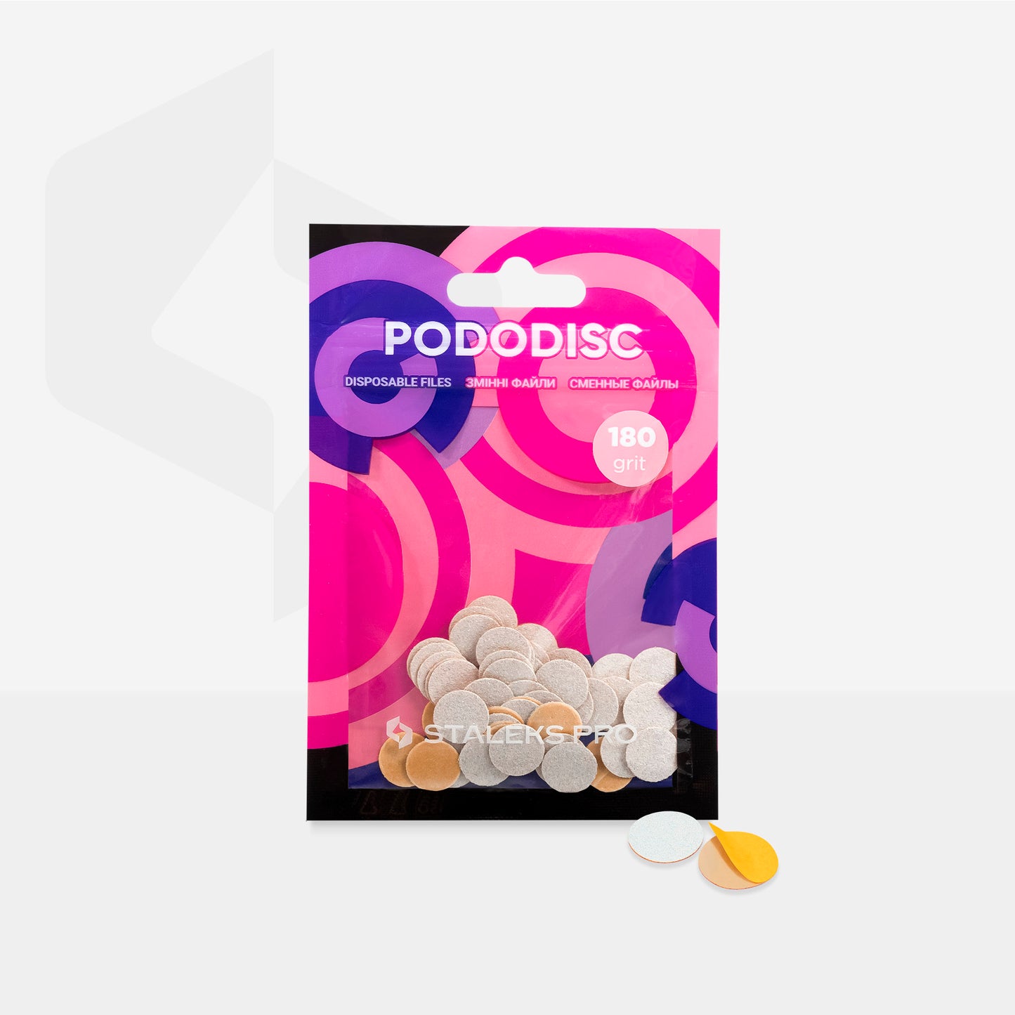 STALEKS PRO: XS PODODISC: WHITE REFILL PADS FOR PEDICURE DISC 10 MM (180 GRIT-50 PCS)  PDF-10