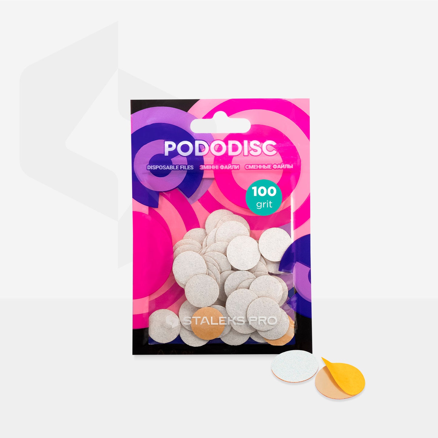 STALEKS PRO: S PODODISC: WHITE REFILL PADS FOR PEDICURE DISC 15 MM (100 GRIT-50 PCS)