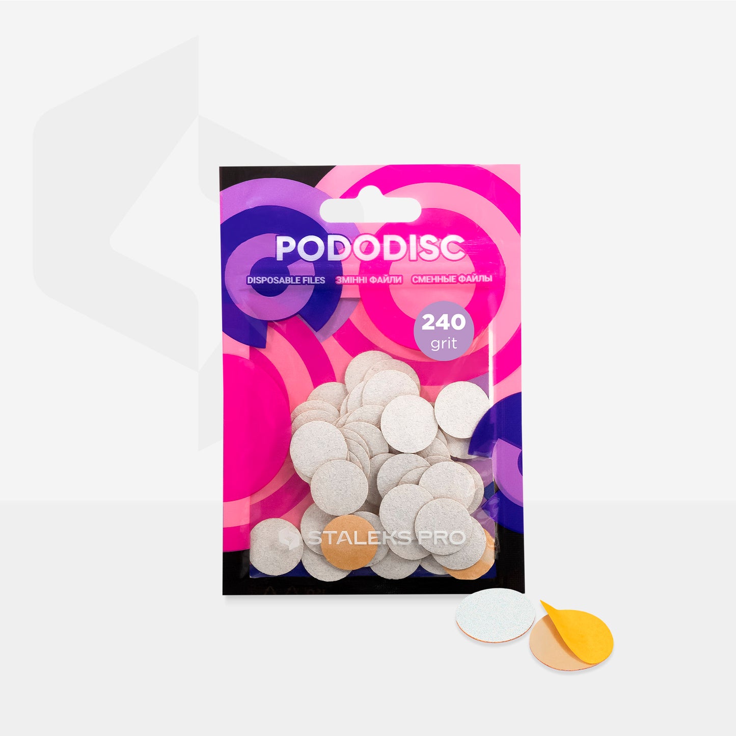 STALEKS PRO: S PODODISC: WHITE REFILL PADS FOR PEDICURE DISC 15 MM (240 GRIT-50 PCS)