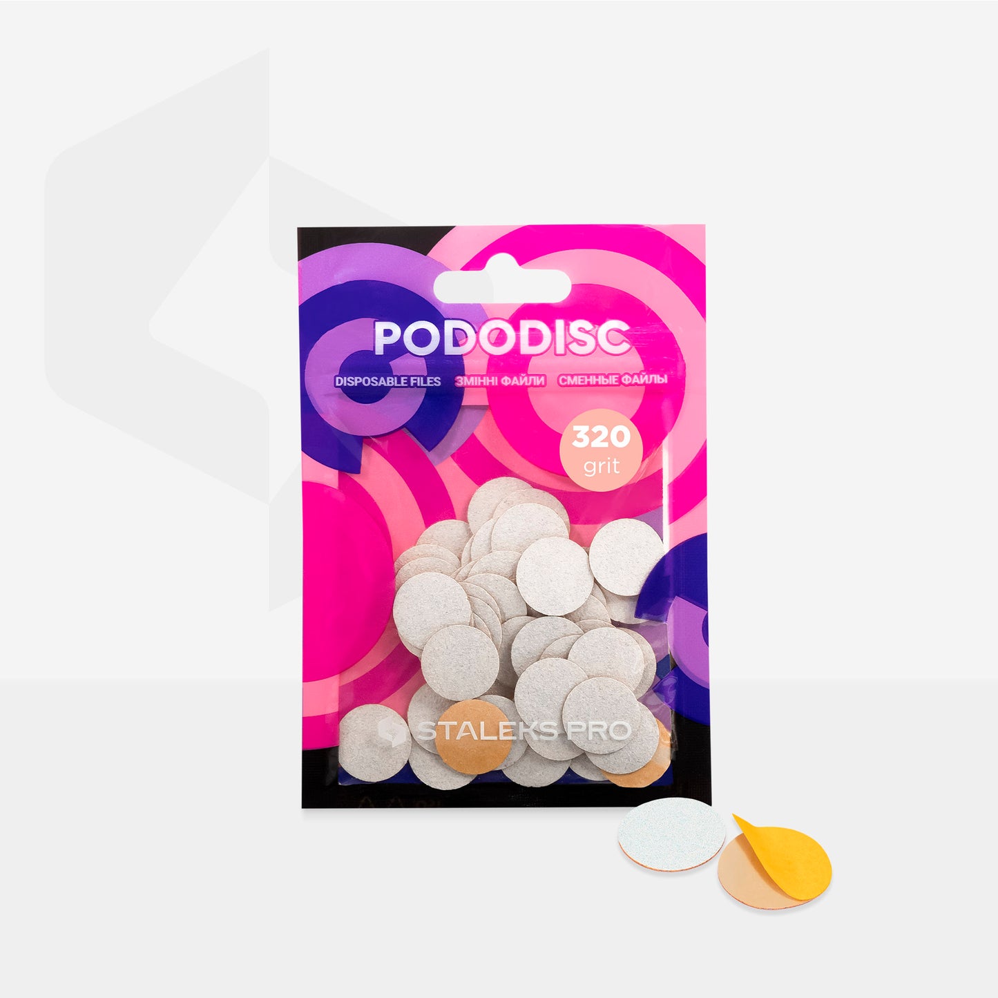 STALEKS PRO: S PODODISC: WHITE REFILL PADS FOR PEDICURE DISC 15 MM (320 GRIT-50 PCS)