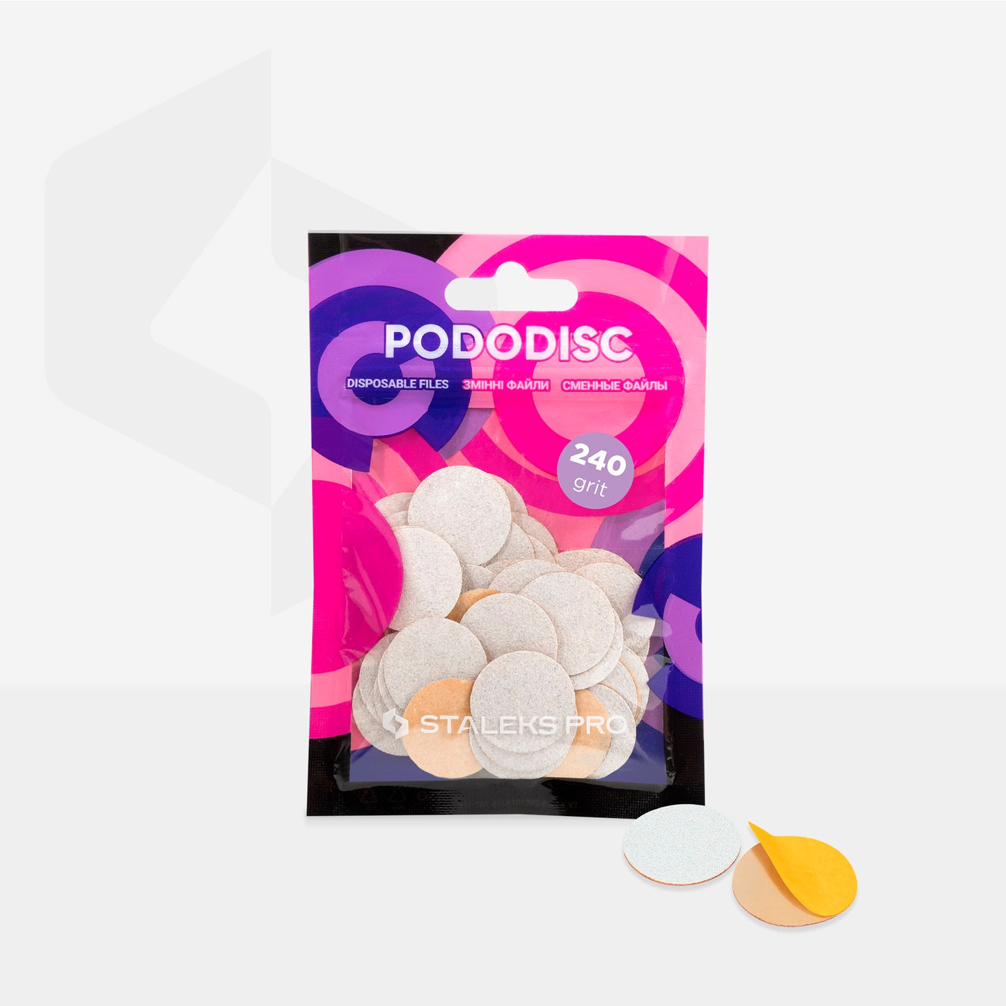 STALEKS PRO: M PODODISC: WHITE REFILL PADS FOR PEDICURE DISC 20 MM (240 GRIT-50 PCS)