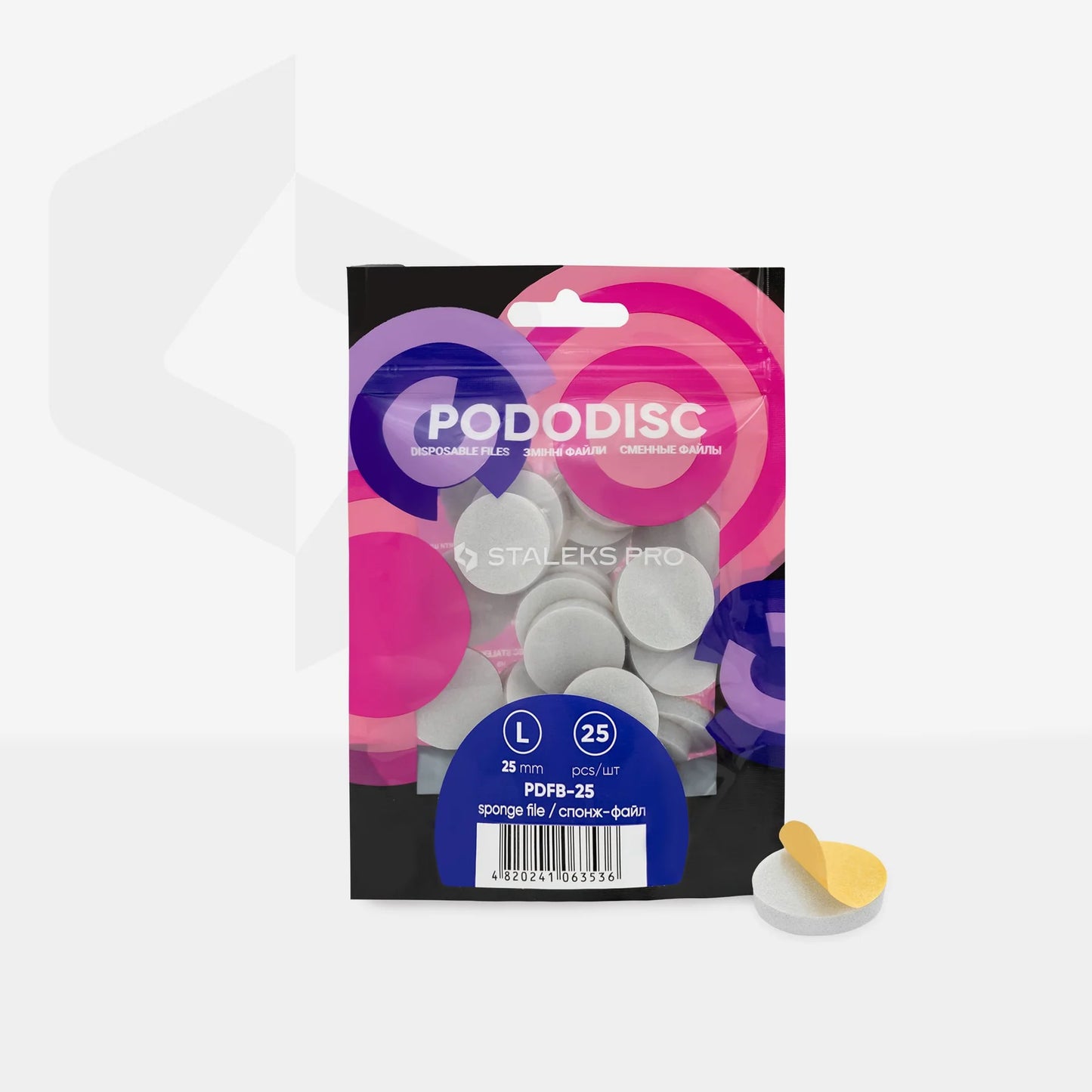 STALEKS PRO PODODISC DISPOSABLE DISC L 25 MM FILES SPONGES FOR PEDICURE 25 PCS